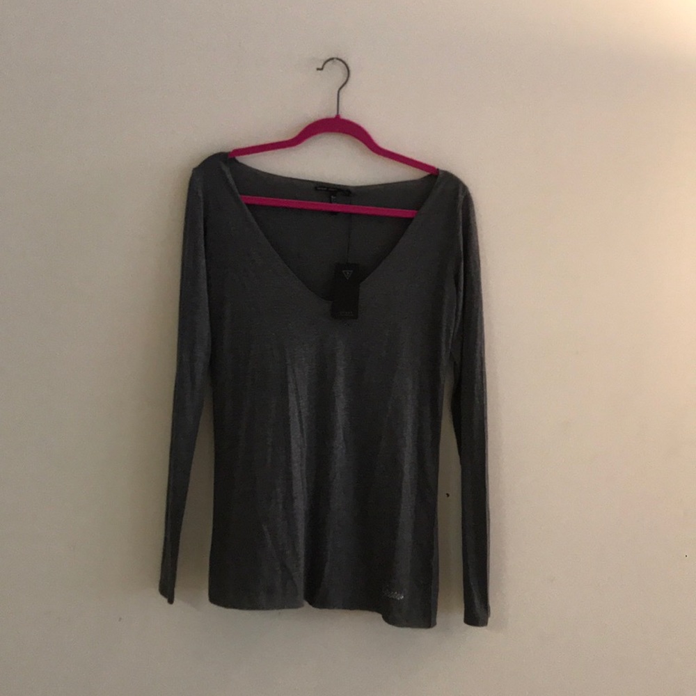 Guess Long Sleeved Gray Seamless Collared Shirt